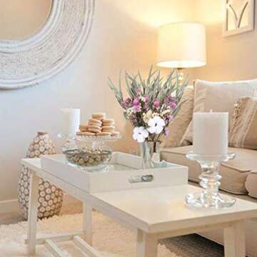 XHXSTORE 2Pcs Natural Dried Flowers Bouquet Cotton Gypsophila Daisy Forget Me Not Mixed Dried Flowers Bouquet for Valentine's Day Mother's Day Dried Flower Gift for Birthday Furniture Decoration