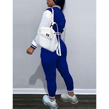 Womens 2 Piece Outfit Varsity Baseball Jacket Uniform Set Sport Tracksuit Sweatsuits