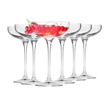 Krosno Harmony Collection Champagne Coupe Glasses Set of 6, 8.1 oz Elegant Party Drinkware, Made in ...