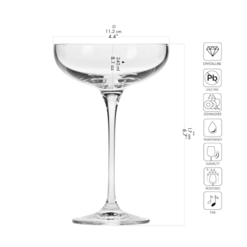 Krosno Champagne Coupe Glasses Set of 6 Elegant Drinkware