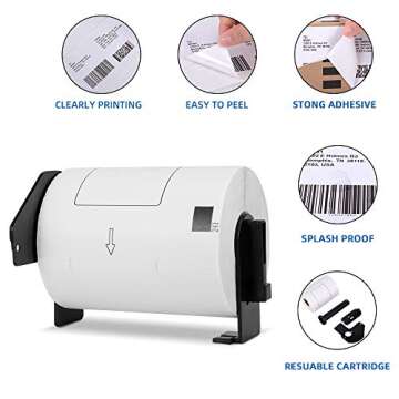 COLORWIING Compatible 4" x 6" Shipping Labels Replacement for Brother DK-1241 102mm x 152mm Die-Cut Large White Address Paper Labels, for Brother QL-1110NWB QL-1100 Label Printer (4 Rolls+1 Frame)