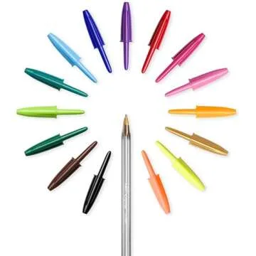 Bic Cristal Multicolour Ballpoint Pens With Wide Tip (1.6mm) Pens For Colourful Writing In Assorted Colours, Pack Of 15