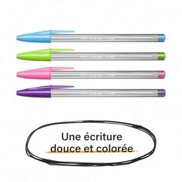 Bic Cristal Multicolour Ballpoint Pens With Wide Tip (1.6mm) Pens For Colourful Writing In Assorted Colours, Pack Of 15