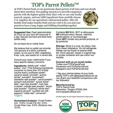TOP's Parrot Food Pellets Organic Non-GMO Bird Nutrition