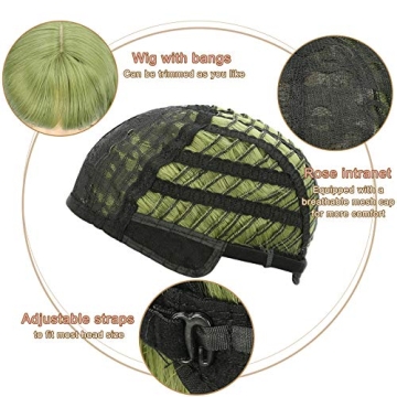 FAELBATY Green Wave Bob Wig for Cosplay and Fun