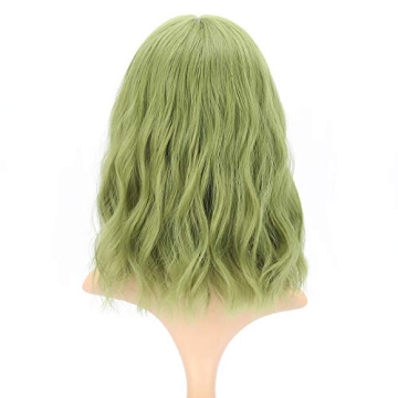 FAELBATY Green Wave Bob Wig for Cosplay and Fun