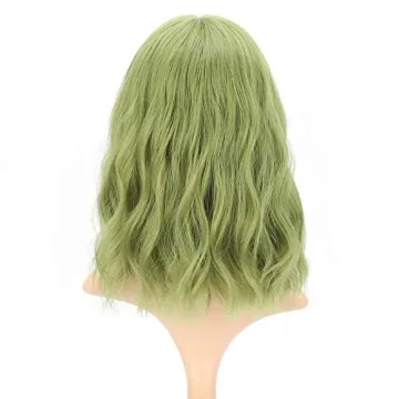 FAELBATY Green Wave Bob Wig for Cosplay and Fun