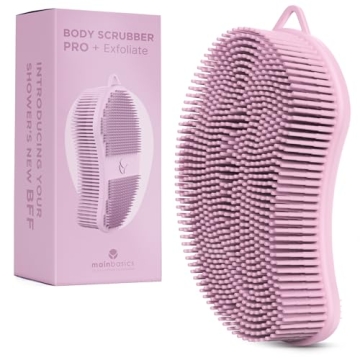 MainBasics Exfoliating Silicone Body Scrubber Pro 2-in-1 Shower Scrubber for Body, Silicone Loofah a...