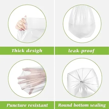 Strong Trash Bags by Teivio - Durable Clear Bin Liners