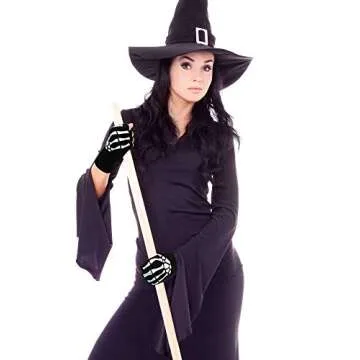 SATINIOR 2 Pairs Halloween Skeleton Gloves Winter Half Finger Gloves skeleton fingerless gloves Knit Gloves Bone Skull Gloves Mittens for Woman Man Winter Gloves