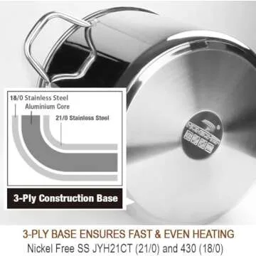 HOMICHEF 12 Quart LARGE Stock Pot with Glass Lid - NICKEL FREE Stainless Steel Healthy Cookware Stockpots with Lids 12 Quart - Mirror Polished Induction Pot - Commercial Grade Soup Pot Cooking Pot