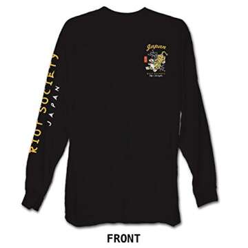 Riot Society Tiger Blossom Mens Long Sleeve T-Shirt - Black, Large