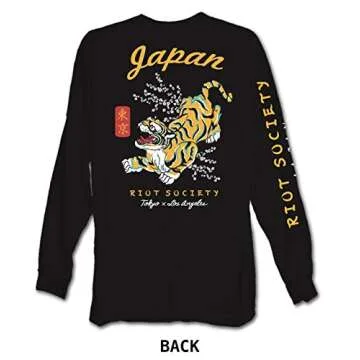 Riot Society Tiger Blossom Mens Long Sleeve T-Shirt - Black, Large