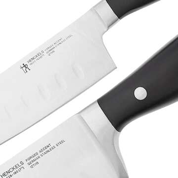 HENCKELS Forged Accent Razor-Sharp 2-pc Knife Set, Santoku Knife 5 Inch, Santoku Knife 7 Inch, German Engineered Informed by 100+ Years of Mastery,Black