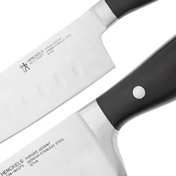 HENCKELS Forged Accent Razor-Sharp 2-pc Knife Set, Santoku Knife 5 Inch, Santoku Knife 7 Inch, German Engineered Informed by 100+ Years of Mastery,Black