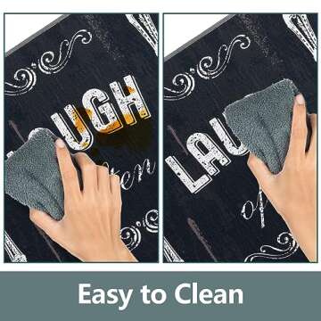 Carvapet 2 Piece Kitchen Rug Set Non-Slip Backing Mat Throw Rug for Kitchen Doormat Runner Rug Set, Motto Design