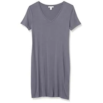 Daily Ritual Women's Jersey Short-Sleeve V-Neck T-Shirt Dress, Slate Grey, Medium
