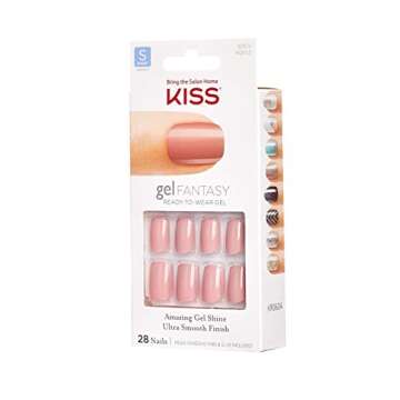 Kiss Nails GEL FANTASY Short Design Nails w/Adhesive Tabs & Glue (KGN12-RIBBONS) (1 PACK)