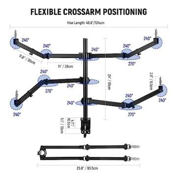 NEEWER Desktop Camera Stand, Overhead Phone Webcam Mount Stand with 4 Flexible Articulating Arms, 3/8" 1/4" 5/8" Screws for Microphone LED Light Video Recording Live Streaming Podcasting Gaming, ST004