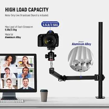 NEEWER Desktop Camera Stand, Overhead Phone Webcam Mount Stand with 4 Flexible Articulating Arms, 3/8" 1/4" 5/8" Screws for Microphone LED Light Video Recording Live Streaming Podcasting Gaming, ST004