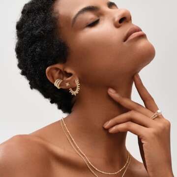 MEVECCO Gold Huggie Hoop Earrings – 18K Gold Beads for Every Occasion