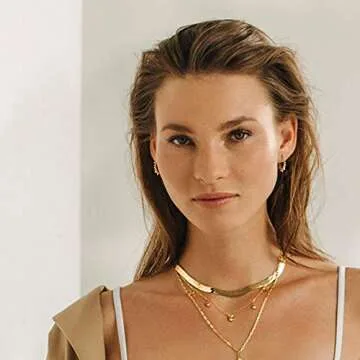 MEVECCO Gold Beads Huggie Hoop Earrings for Women