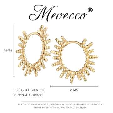 MEVECCO Gold Beads Huggie Hoop Earrings for Women