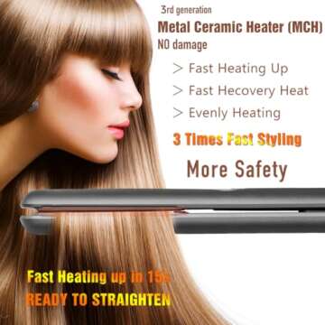NITION Ceramic Tourmaline Flat Irons for Hair LCD Hair Straightener MCH Fast Straightening for Healt...