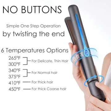 NITION Ceramic Tourmaline Flat Irons for Hair LCD Hair Straightener MCH Fast Straightening for Healthy Styling. 6 Temperature Levels 265-450°F Adjustable for All Hair. Travel Pouch Bag Included. Black