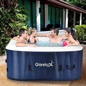 Goplus 4-6 Person Portable Outdoor Spa, Inflatable Hot Tub, Jets Bubble Massage Relaxing Massage Pool with Digital Control Panel, Removable Filter, Heating Function (4-Person)