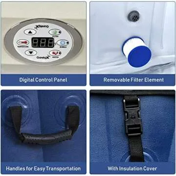 Goplus 4-6 Person Portable Outdoor Spa, Inflatable Hot Tub, Jets Bubble Massage Relaxing Massage Pool with Digital Control Panel, Removable Filter, Heating Function (4-Person)