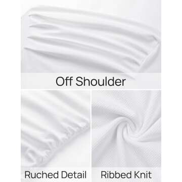 ZESICA Womens Off Shoulder Long Sleeve Tops Spring Casual Boat Neck Ruched Slim Fit Going Out Y2k Shirts Blouses,White,Small