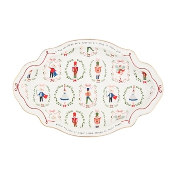 Elegant Hand-Painted Nutcracker Christmas Platter for Holiday Serving