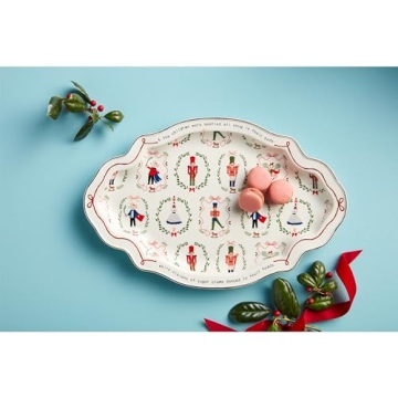 Hand-Painted Nutcracker Christmas Platter Elegant Holiday Serving