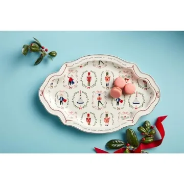 Hand-Painted Nutcracker Christmas Platter Elegant Holiday Serving