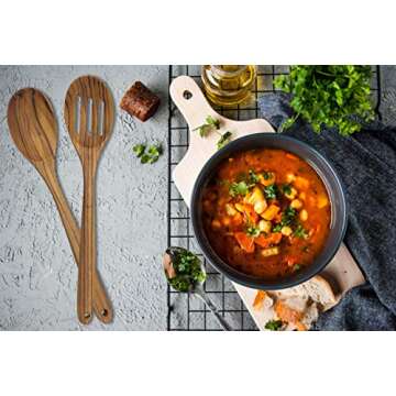 Premium Golden Teak Cooking Spoon Set - Eco Friendly Utensils