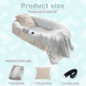 YAEM Human Dog Bed Fits You and Pets for People Doze Off, Washable Faux Fur Napping Orthopedic Dog B...