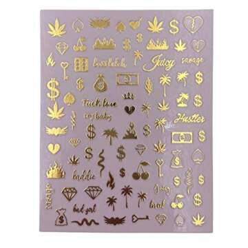 Impressed Authentic 5 Sheets Luxury Nail Art Stickers 500+ Chrome Gold Customized Nail Decals for Fake Nail Design Decorations and Salon Nails Accessories