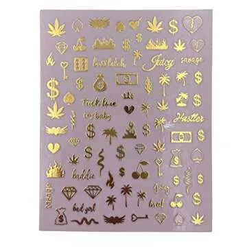 Luxury Nail Art Stickers - 500+ Chrome Gold Designs