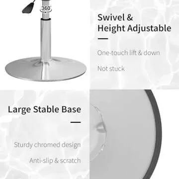 ACEQLYT® 16"-21" Adjustable Swivel Vanity Stool | Modern PU Leather Makeup Vanity Chair for Bedroom, Bathroom & Living Room | Tufted Design Small Ottoman Stool for Vanity (White)