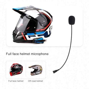 LEXIN Motorcycle Audio Set for Helmet Bluetooth Headset, 36mm Speakers, Type-C Connector, Button/Boo...