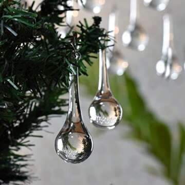 IndianShelf 20 Premium Glass Christmas Ornaments - Teardrop Design