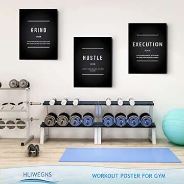 HLIWEGNS Inspirational Large Wall Art, Motivational Office Decor Minimalist Grind Hustle Execution Canvas Painting Picture Positive Quotes Affirmation Gallery Poster Decor for Bedroom Leadership Gift,