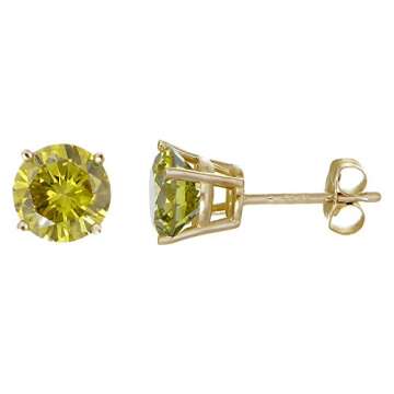 Vir Jewels 1 cttw Yellow Diamond Stud Earrings 14K Yellow Gold Round with Push Backs