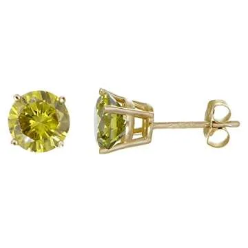 Vir Jewels 1 cttw Yellow Diamond Stud Earrings 14K Yellow Gold Round with Push Backs