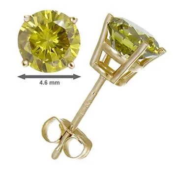 Vir Jewels 1 cttw Yellow Diamond Stud Earrings 14K Yellow Gold Round with Push Backs
