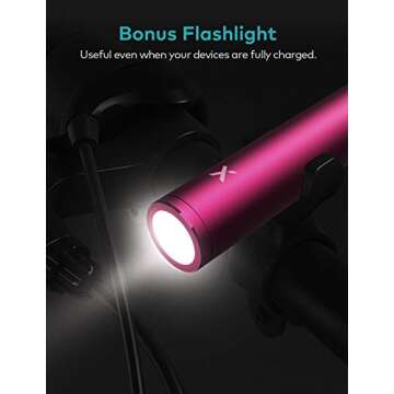 Lipstick Charger 3350mAh Xcentz, Compact External Battery Premium Aluminum with Flashlight Pocket Portable Charger Power Bank Phone Charger for iPhone, Samsung Galaxy, Other Android Phone - Red