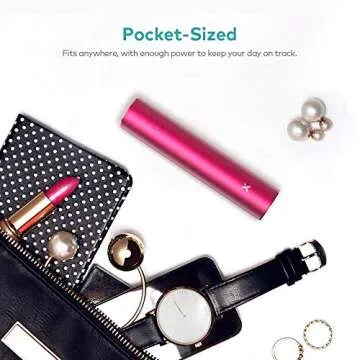 Lipstick Charger 3350mAh Xcentz, Compact External Battery Premium Aluminum with Flashlight Pocket Portable Charger Power Bank Phone Charger for iPhone, Samsung Galaxy, Other Android Phone - Red