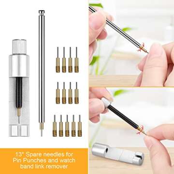 JOREST Watch Link Removal Tool, Watch Band Tool Kit, Repair Kit for Watch Bracelet Adjustment and Replacement and Resizing, With User Manual, Watch Link Remover, 20PCS Spring Bars, 13PCS Spare Needle