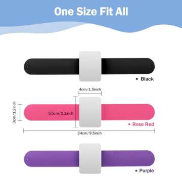 Hilltian 3 PCS Magnetic Pin Cushion Wrist, Magnetic Sewing Pincushion, Magnetic Pin Holder Wristband for Sewing Braiding, Black, Rose Red, Purple